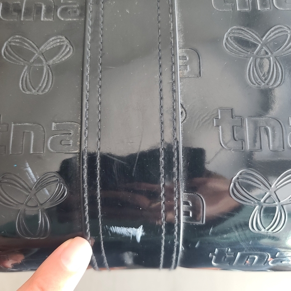 TNA Aritzia Tote Duffle Bag Puff Black Plastic Monogram 33005600 Travel FLAWED - Picture 12 of 16